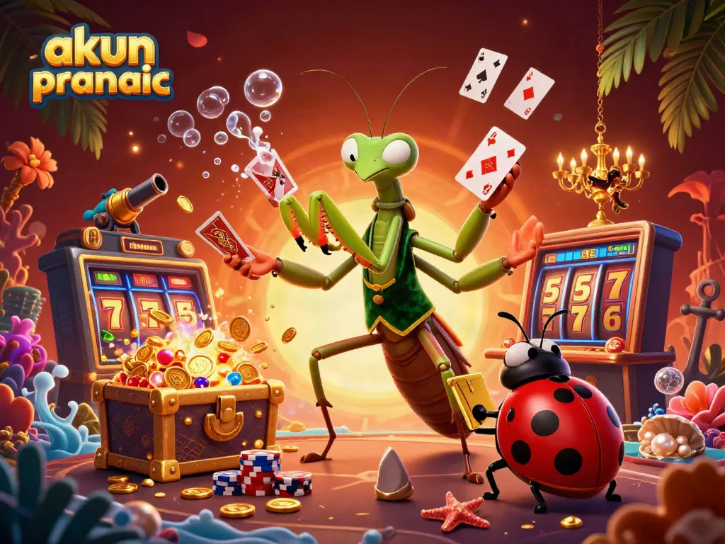 Engage with akun pragmatic in an exciting online casino scene featuring dynamic characters and vibrant elements.