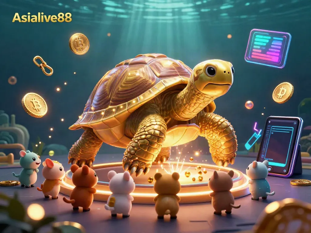Asialive88 promotes thrilling gameplay with a vibrant 3D tortoise pinball and crypto-themed elements.