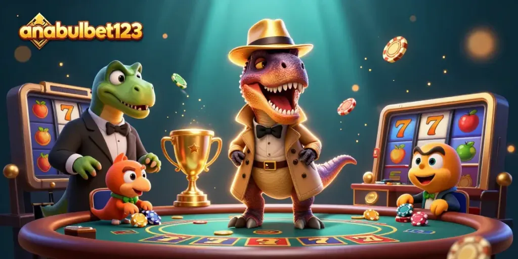 Permainan anabulbet123 dengan velociraptor dan simbol slot, keseruan kasino menunggu!