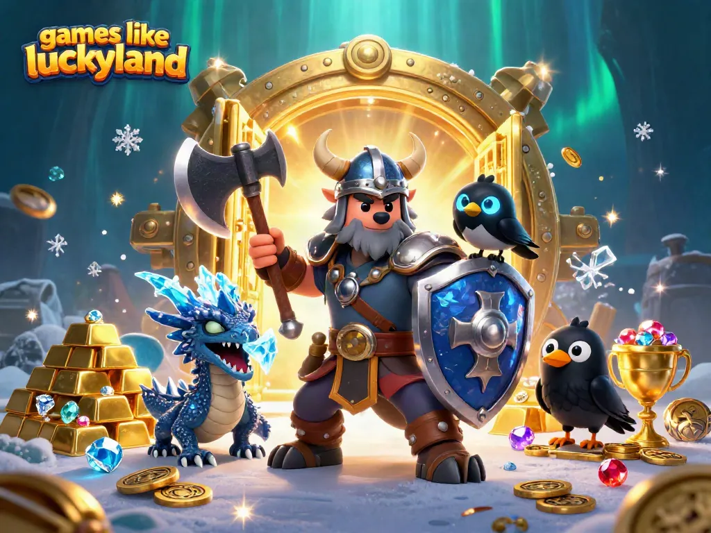 Spin and win with games like LuckyLand featuring a Viking wolf warrior and treasures!