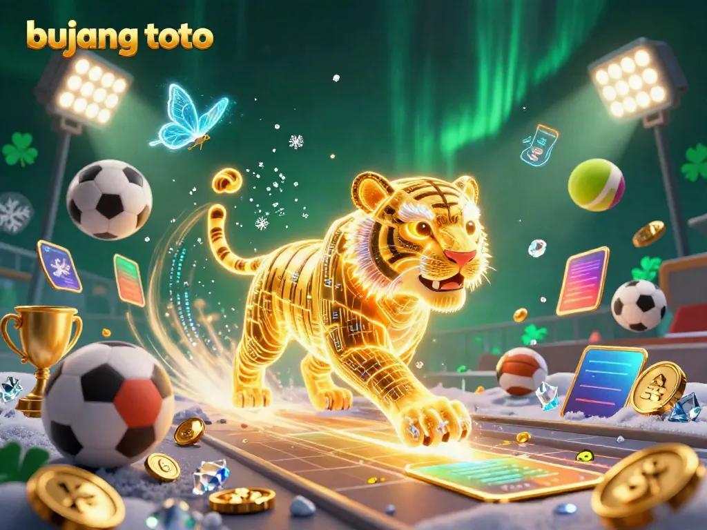 Bujang toto showcases vibrant 3D casino action with neon characters and dynamic sports betting elements.