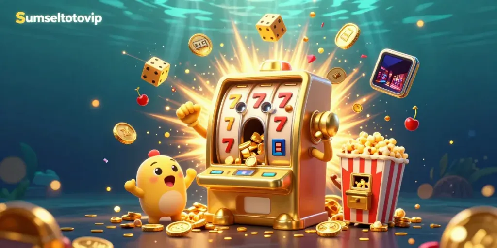 Experience the excitement of sumseltotovip with a jackpot-winning golden slot machine scene filled with winning elements.