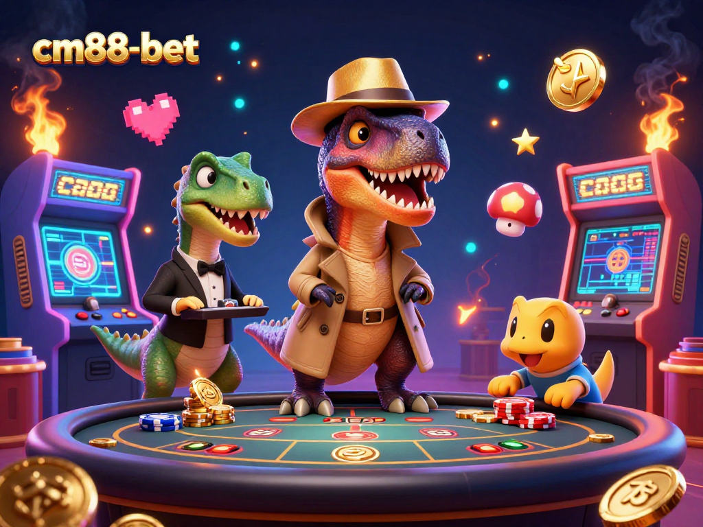 Experience the excitement of cm88-bet with gaming characters at a dynamic blackjack table.