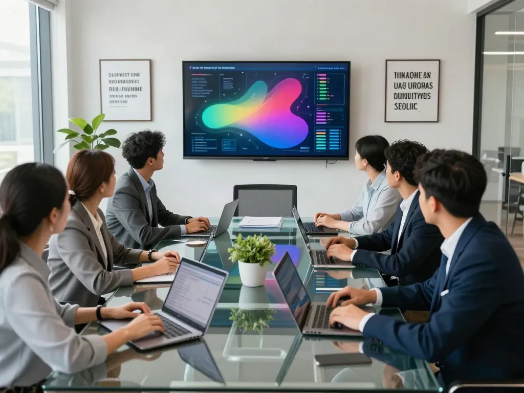 Find out this here in a dynamic business meeting showcasing teamwork and innovation.