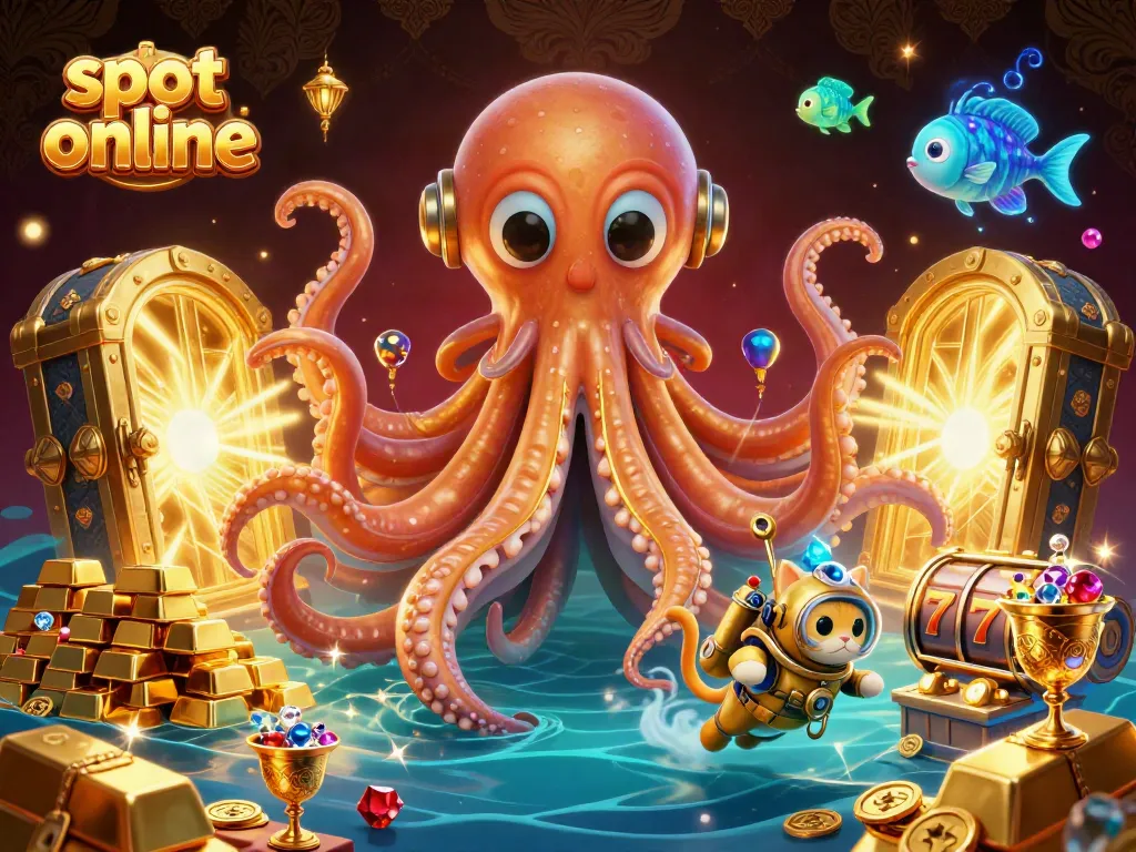 Spin the exciting slot online reels in a vibrant underwater casino illustrated scene.