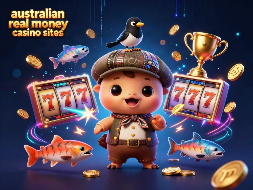 Play and win at australian real money casino sites with unique characters and vibrant slot game elements.
