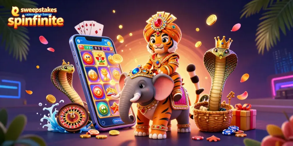 Experience the excitement of sweepstakes casino sign up bonus spinfinite with vibrant 3D elements and characters.