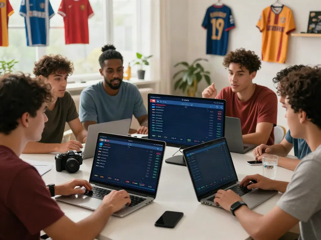 Friends analyzing WWBOLA odds in a vibrant sports setting