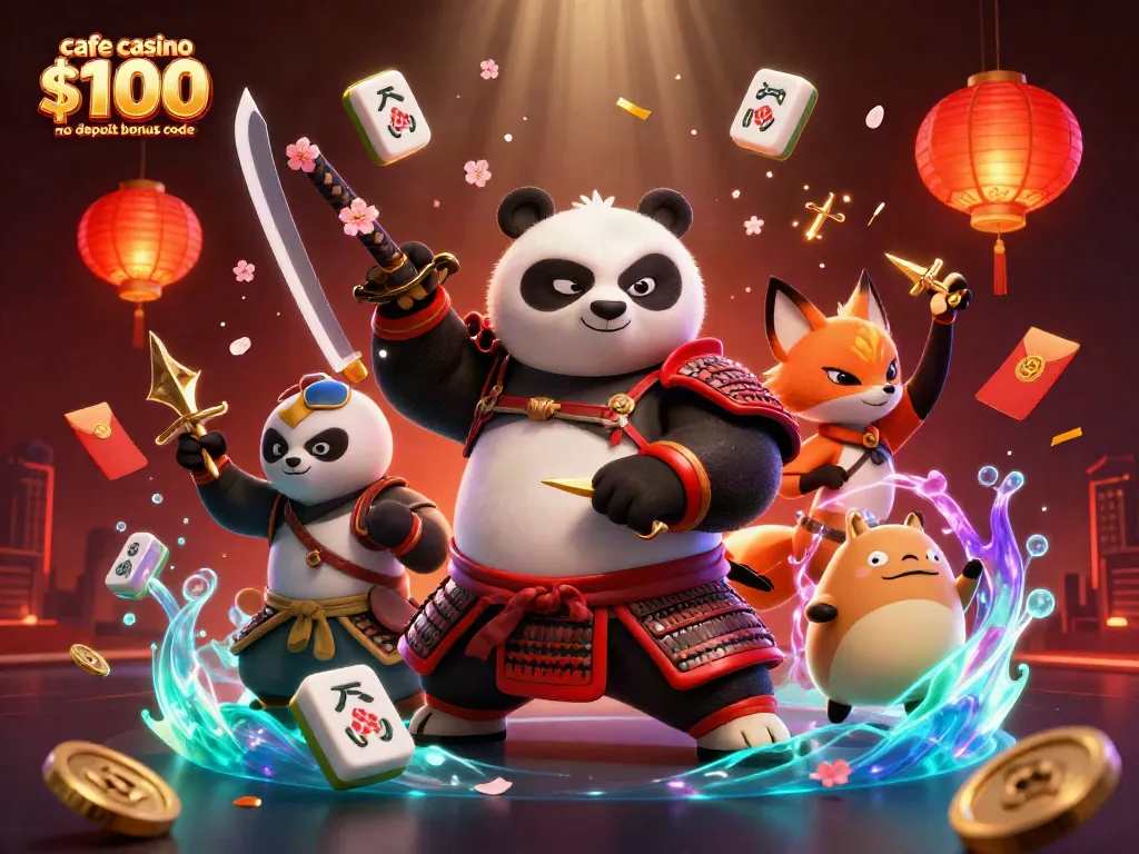 Experience the excitement of the cafe casino $100 no deposit bonus code with vibrant 3D casino-themed characters.