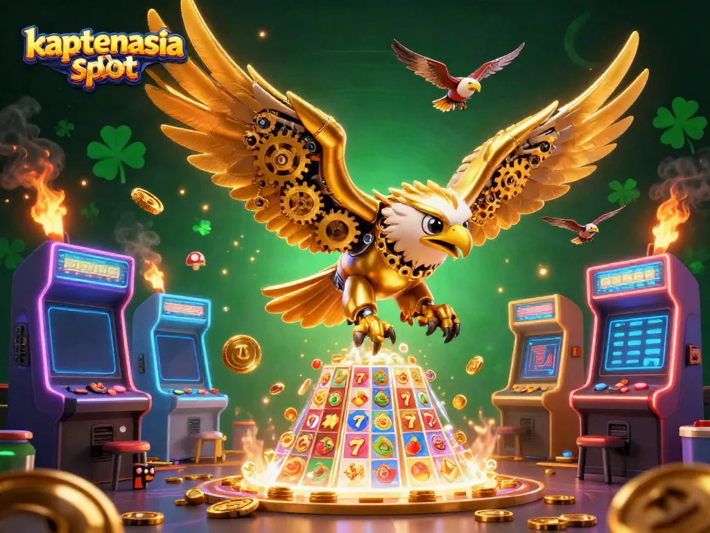 Menangkan jackpot pada kaptenasia slot dengan gambar 3D burung elang dan mesin slot