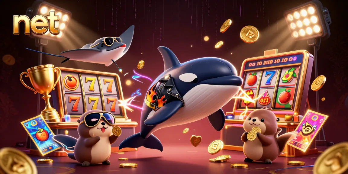 Experience thrilling online gaming adventures with the net platform featuring vibrant cartoon characters and casino elements.