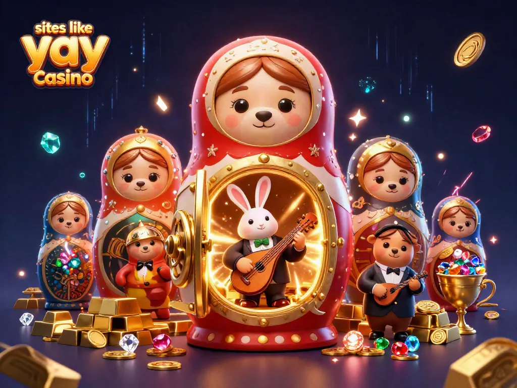 Win big at sites like yay casino with this vibrant 3D casino scene illustration.