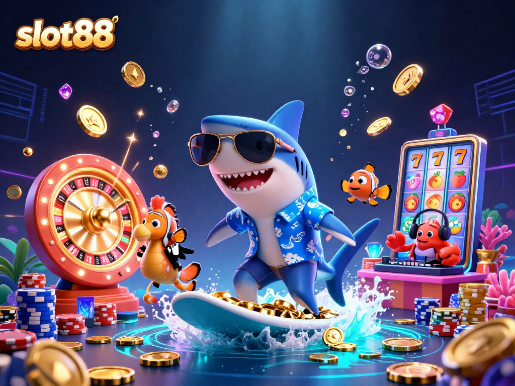 Experience the thrilling excitement of slot88 with vibrant characters and dazzling rewards amid swirling coins