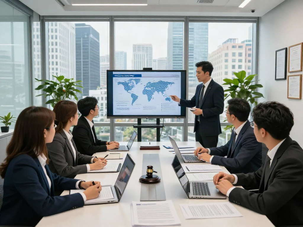 Lead Roedl team strategizing in a modern legal office for effective international business solutions.