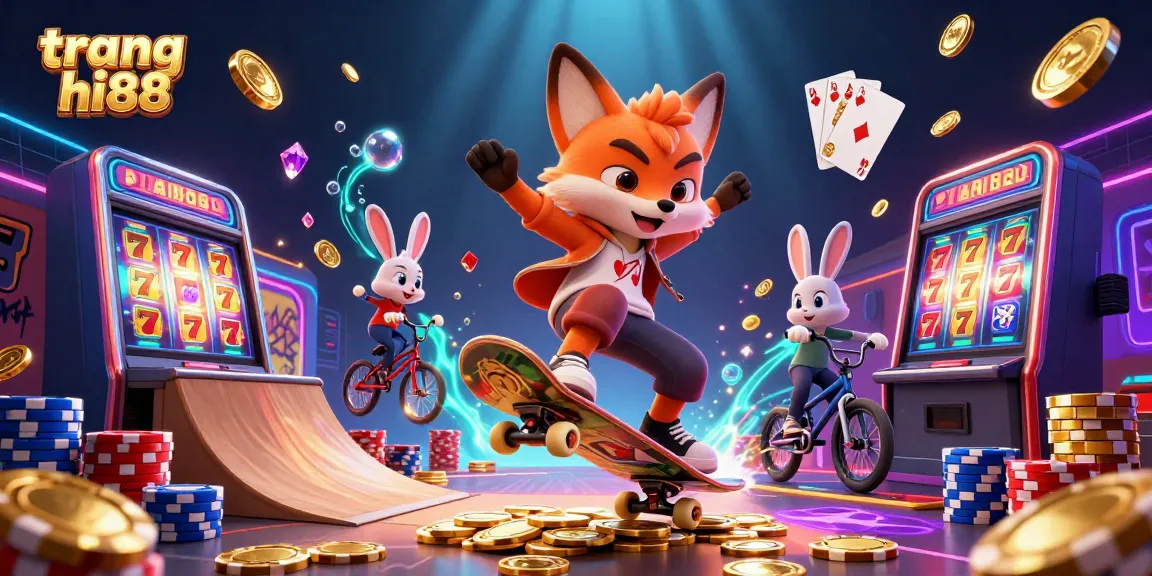 Experience the excitement with trang hi88 in this vibrant 3D casino-themed digital illustration.