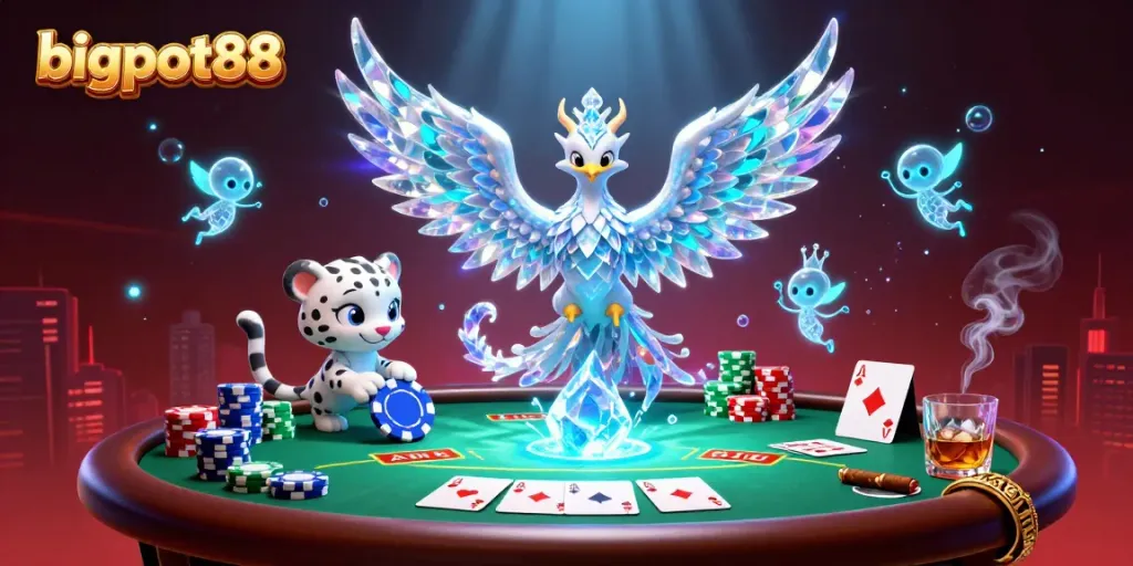 Permainan seru bigpot88 dengan phoenix es, babi salju, dan suasana kasino yang memukau.