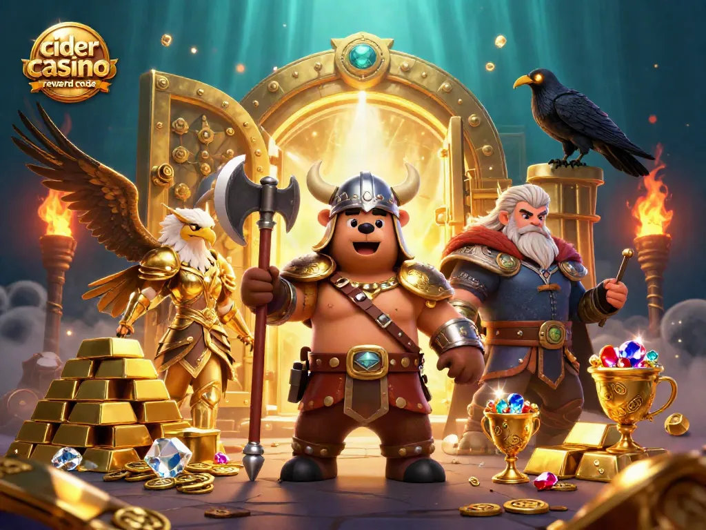 Play slots and collect rewards with cider casino reward code in a vibrant casino scene.