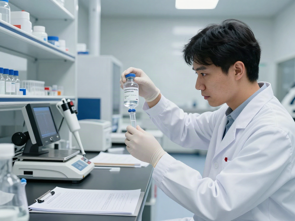 Bacteriostatic water for sale shown in a modern lab with a researcher measuring precise quantities.