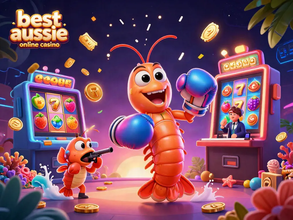 Experience the thrill at the best aussie online casino with vibrant slot reels, bonuses, and dynamic characters.