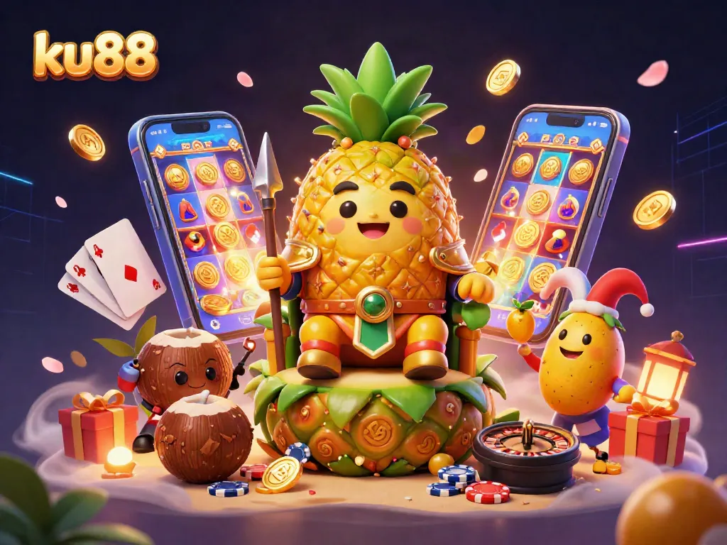 Experience the thrill of playing at ku88 with exciting 3D graphics and vibrant casino elements.