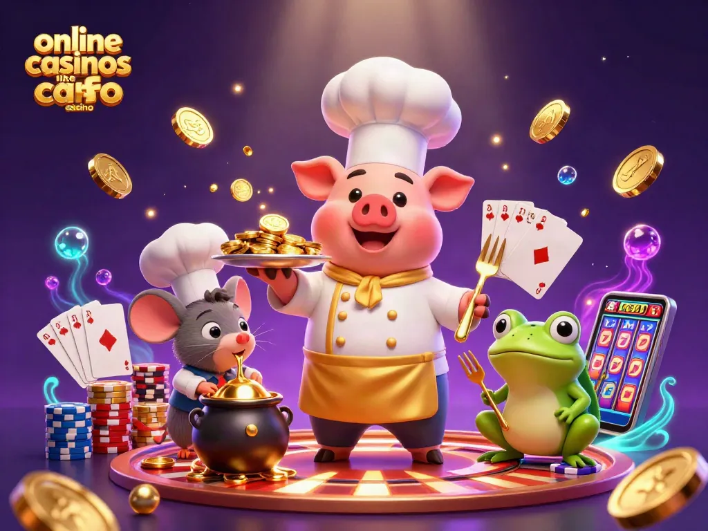 Enjoying online casinos like cafe casino with golden coins and exciting gaming elements