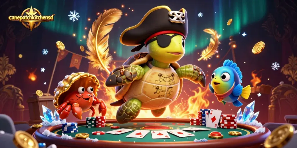 Play strategically at canepatchkitchensd with the exciting casino scene featuring a poker table.